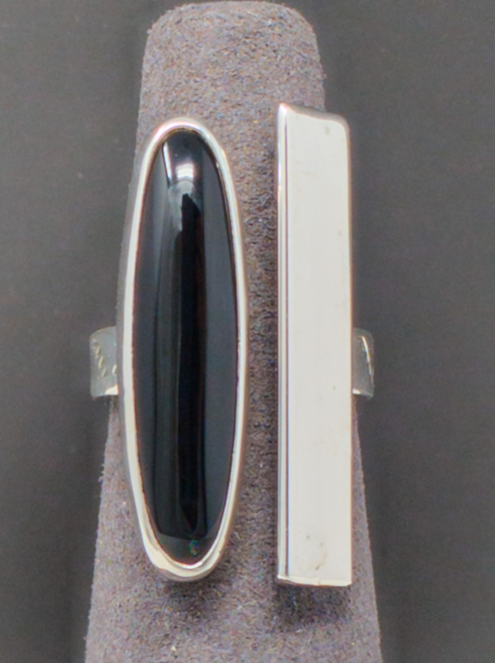 Marvin & Luana Slim Sterling Silver & Black Onyx Statement Ring, Sz 5.75